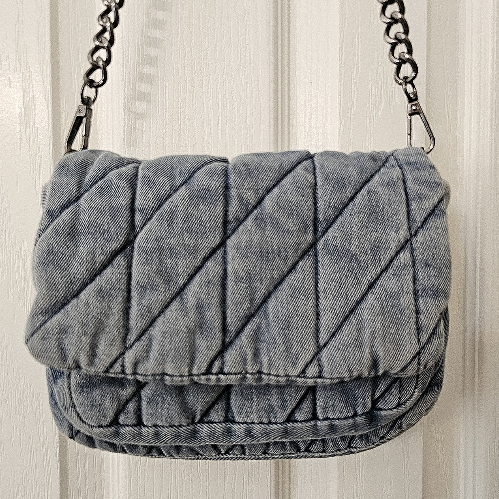 Quilted denim crossbody bag